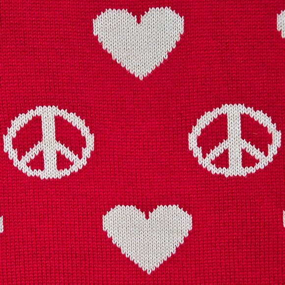 Moschino Peace & Love Hearts Scarf Merino Wool Blend Red White - Picture 7 of 11